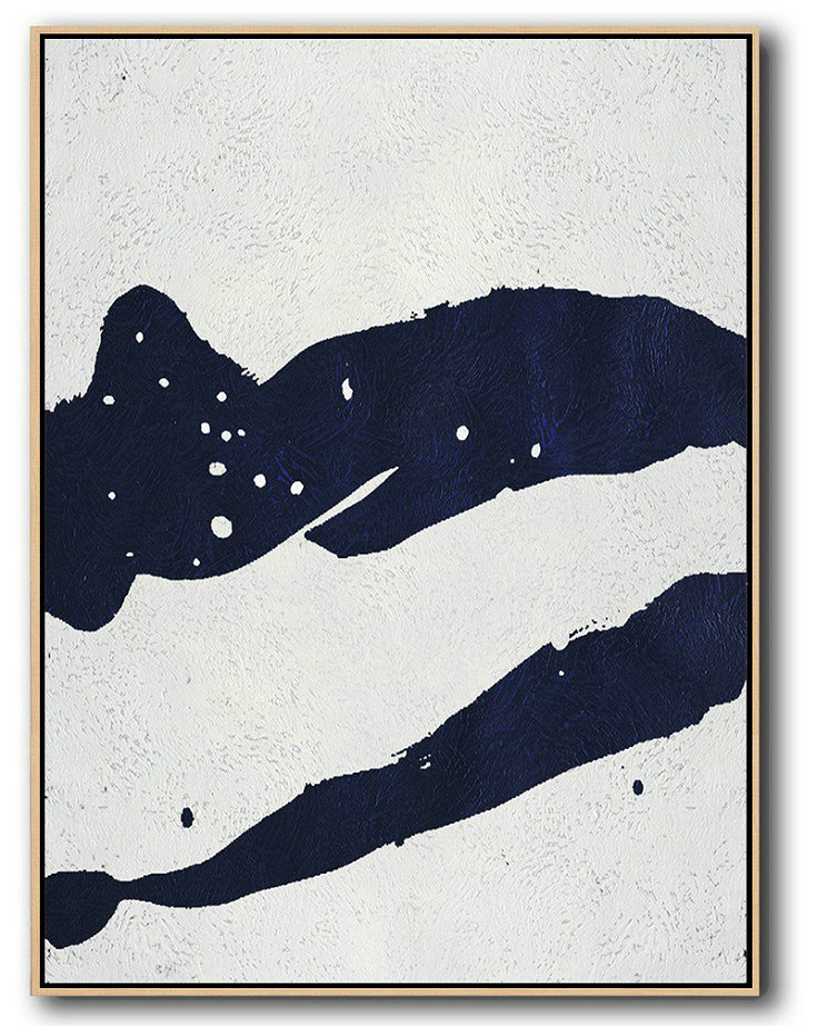 Hand Made Abstract Art,Buy Hand Painted Navy Blue Abstract Painting Online,Hand Painted Original Art